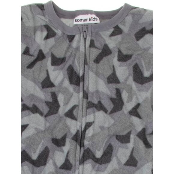 Komar Kids Boys Gray Camo Fleece Blanket Sleeper Footed Pajamas Size 8 Medium - Picture 3 of 3